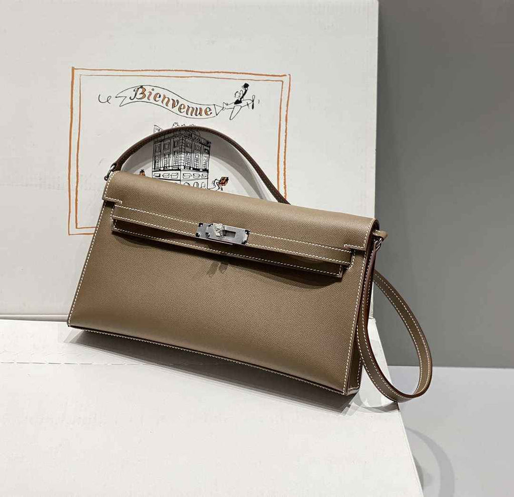 Hermes Kelly Bag Gray Epsom Leather Silver Hardware