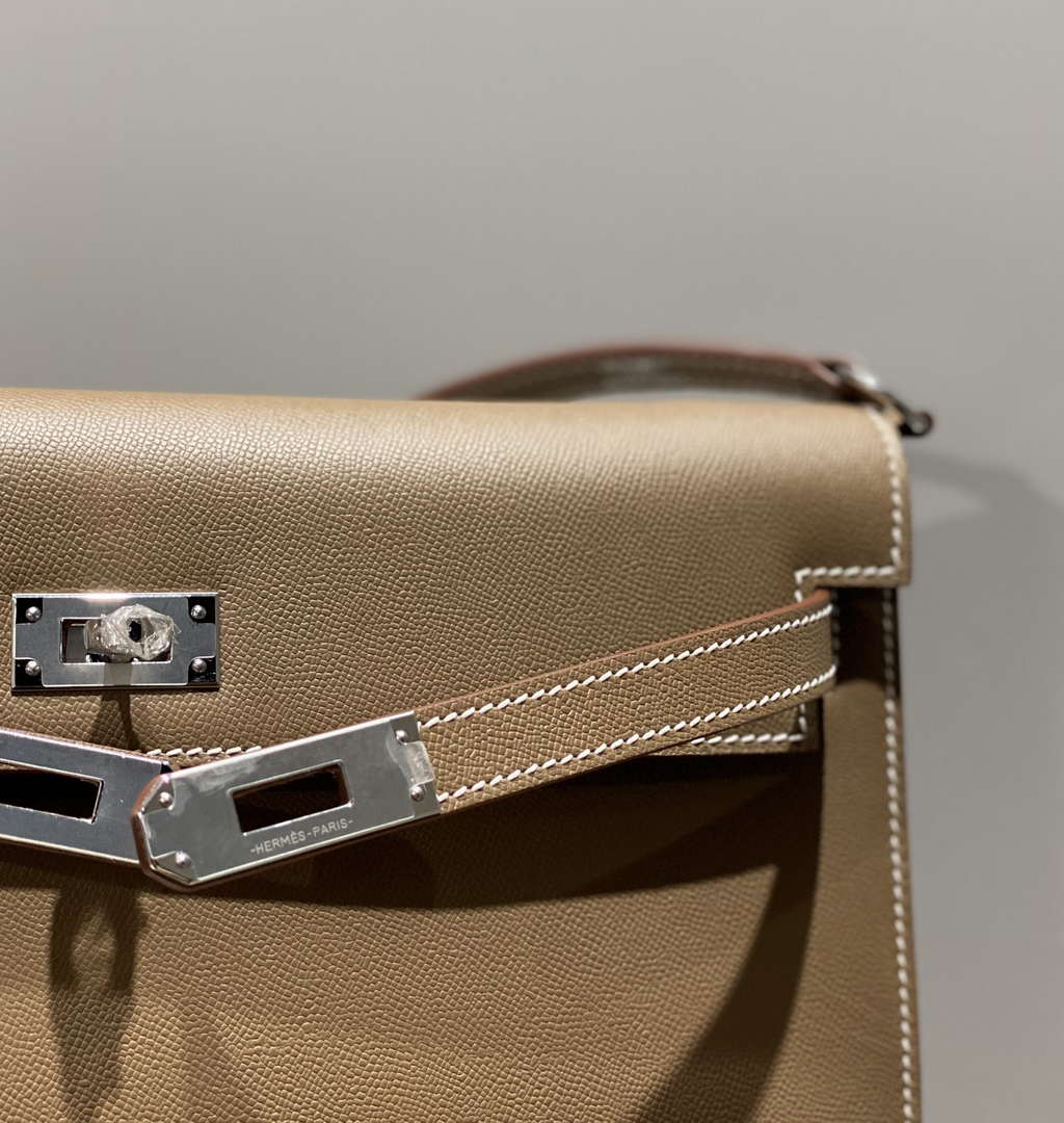 Hermes Kelly Bag Gray Epsom Leather Silver Hardware