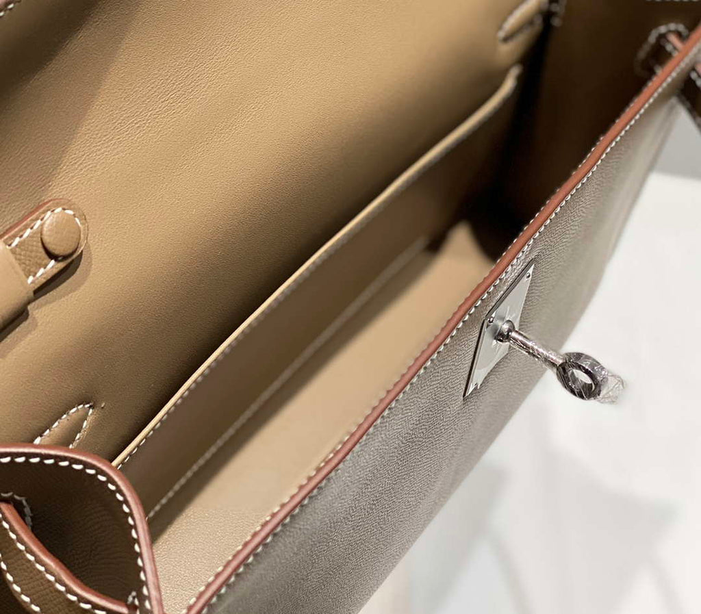 Hermes Kelly Bag Gray Epsom Leather Silver Hardware