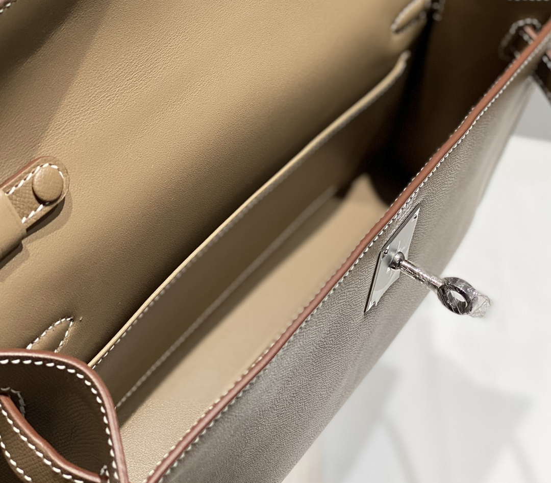 Hermes Kelly Bag Gray Epsom Leather Silver Hardware