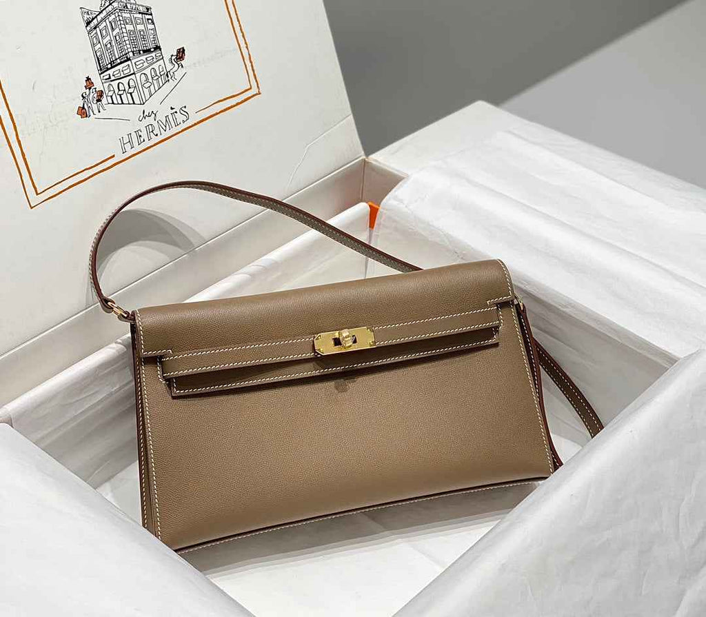 Hermes Kelly Bag Gray Epsom Leather Gold Hardware