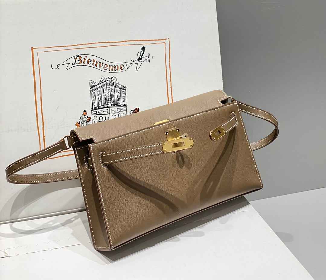 Hermes Kelly Bag Gray Epsom Leather Gold Hardware