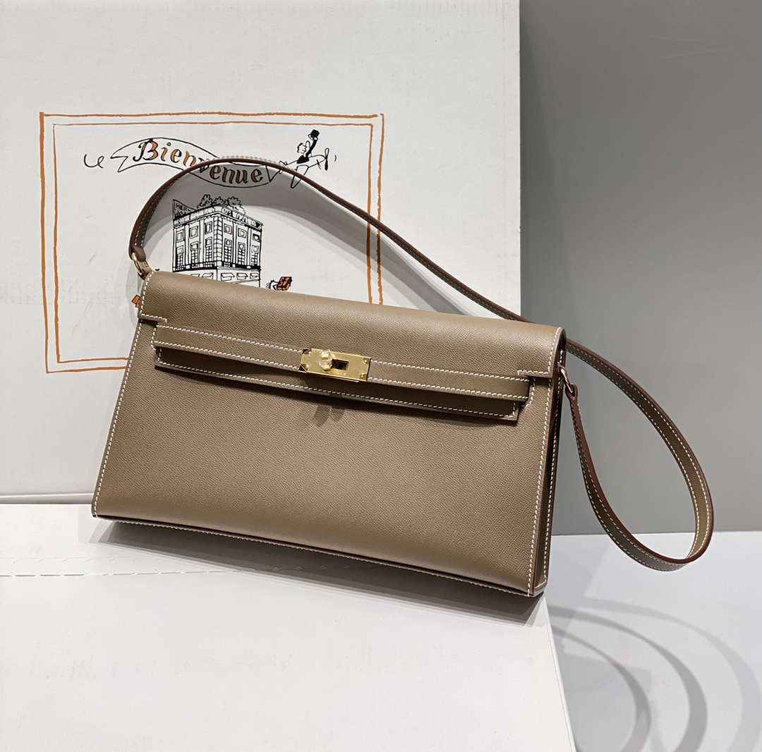 Hermes Kelly Bag Gray Epsom Leather Gold Hardware
