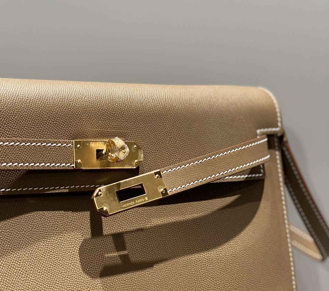 Hermes Kelly Bag Gray Epsom Leather Gold Hardware