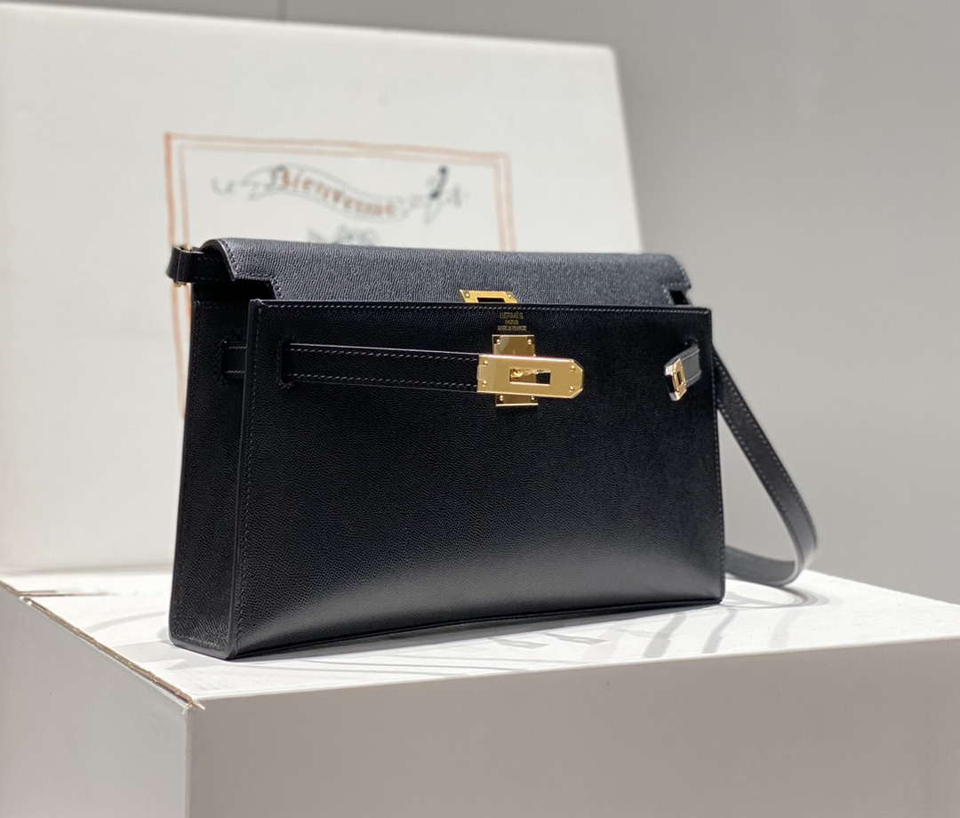 Hermes Kelly Bag Black Epsom Leather Gold Hardware