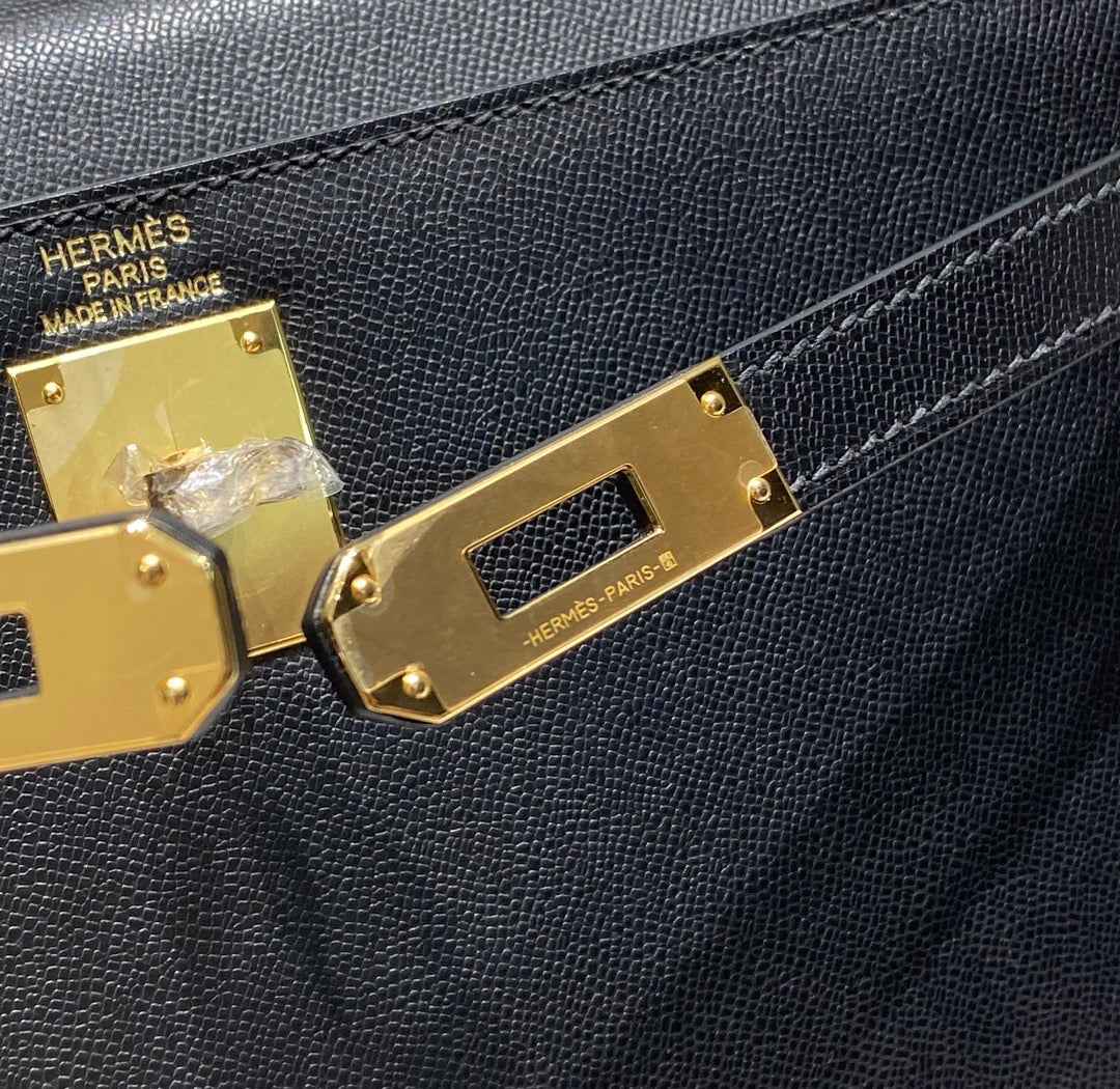 Hermes Kelly Bag Black Epsom Leather Gold Hardware