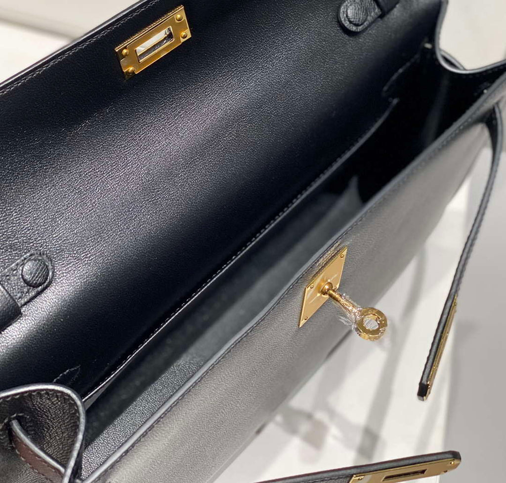 Hermes Kelly Bag Black Epsom Leather Gold Hardware