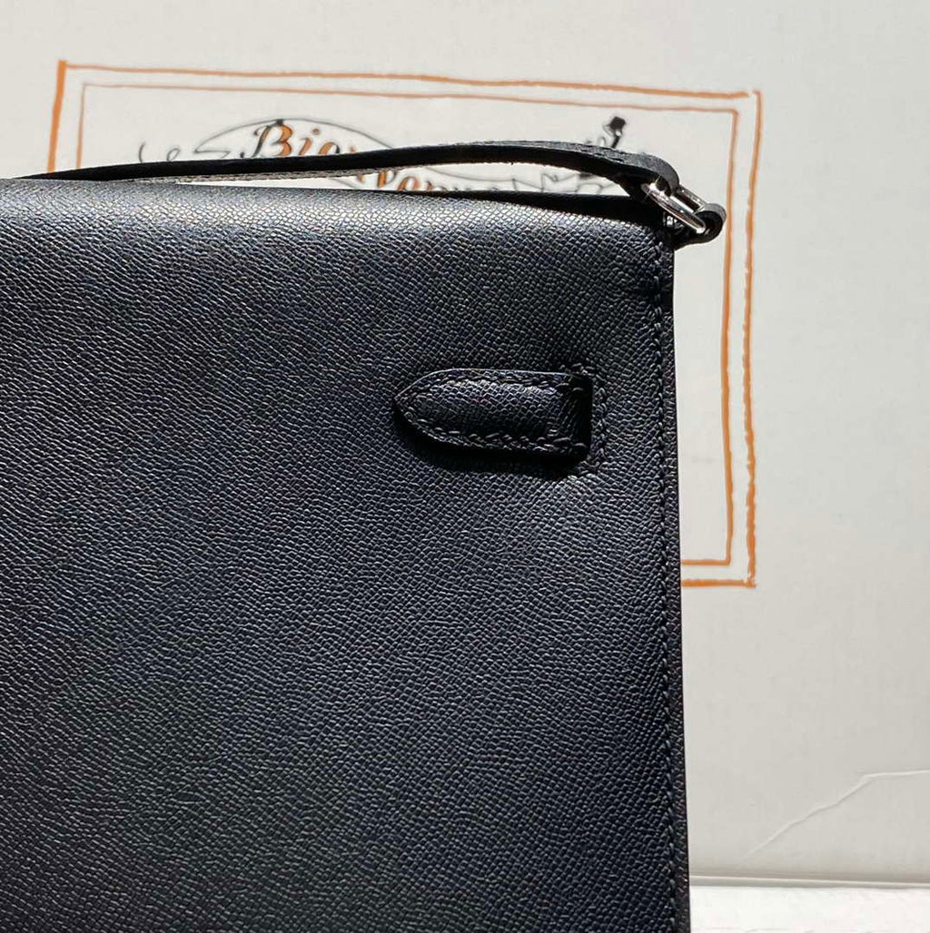 Hermes Kelly Bag Black Epsom Leather Silver Hardware