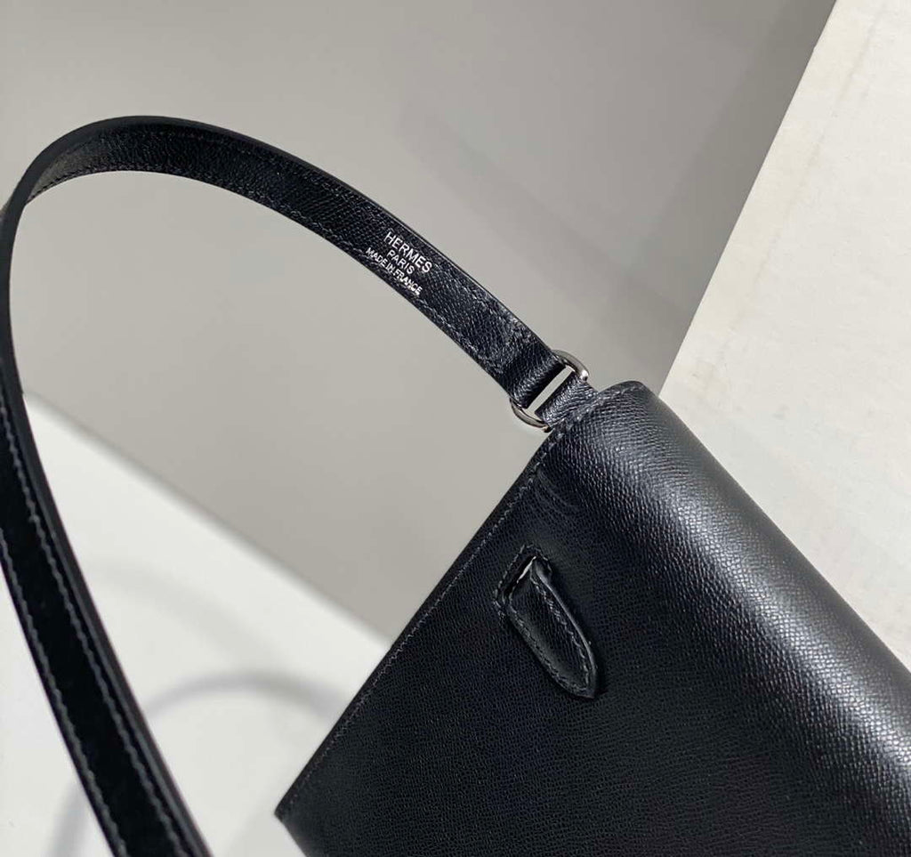 Hermes Kelly Bag Black Epsom Leather Silver Hardware