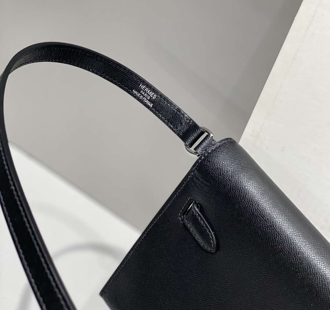 Hermes Kelly Bag Black Epsom Leather Silver Hardware