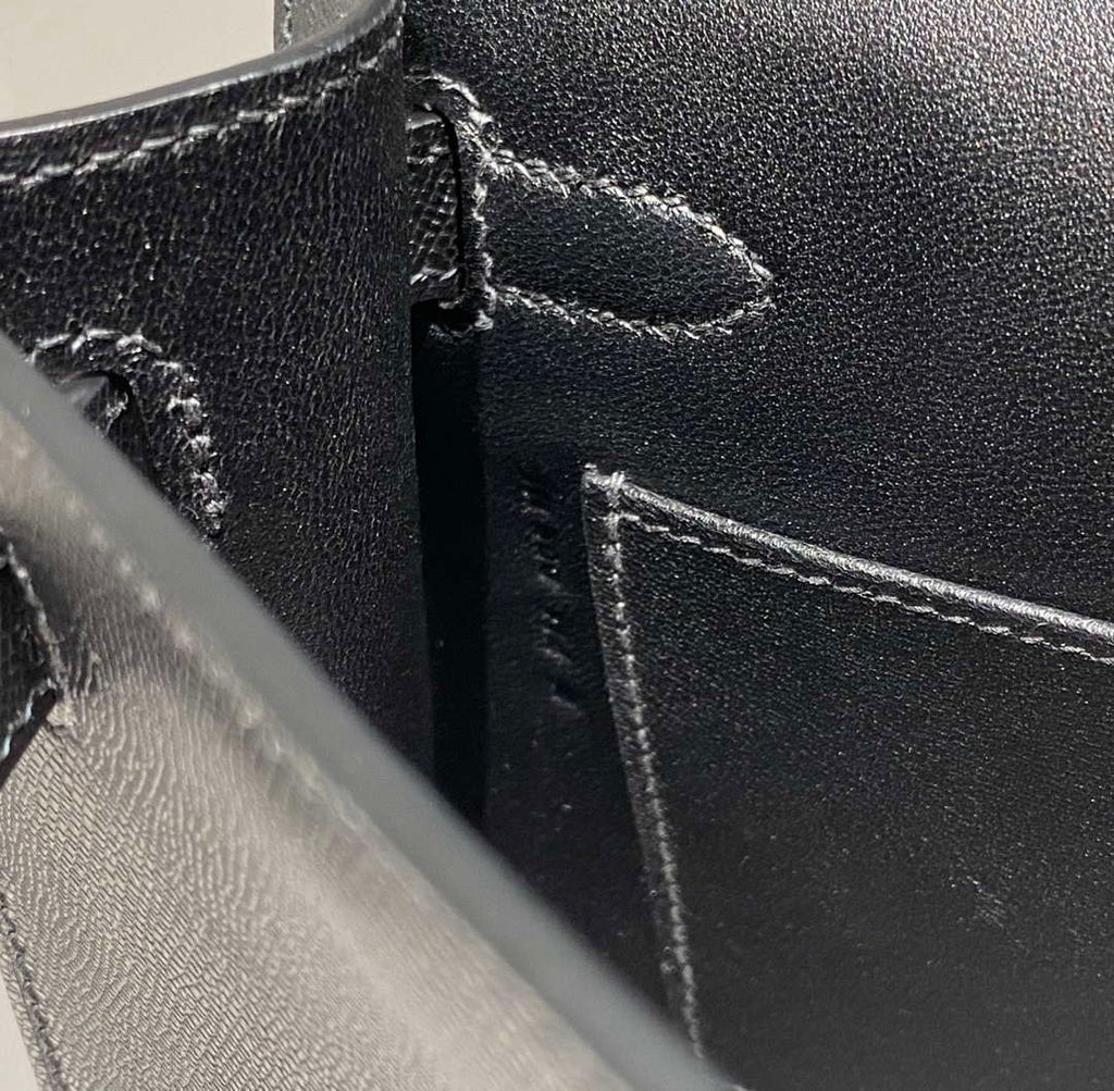 Hermes Kelly Bag Black Epsom Leather Silver Hardware