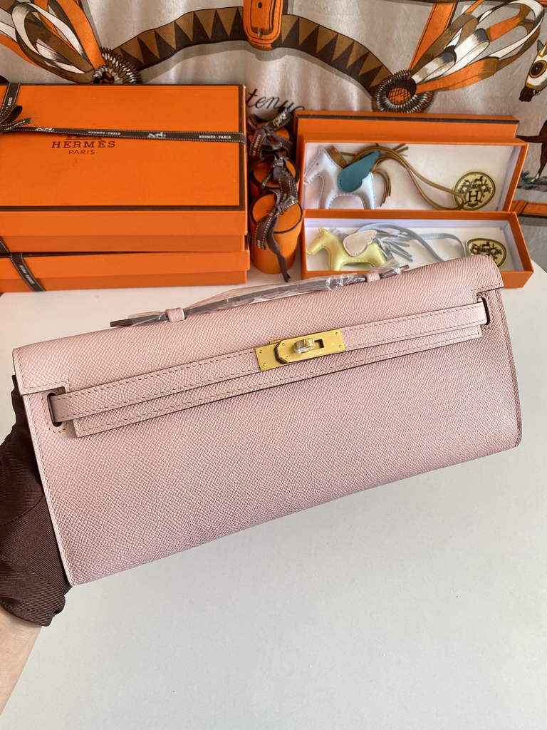 Hermès Kelly Cut Clutch 31cm Epsom Leather Light Pink Gold