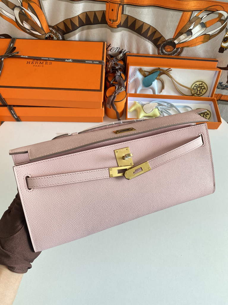 Hermès Kelly Cut Clutch 31cm Epsom Leather Light Pink Gold