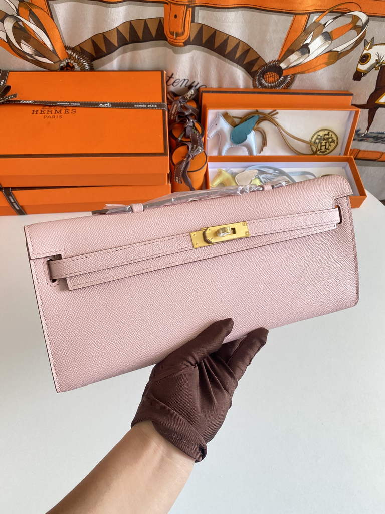 Hermès Kelly Cut Clutch 31cm Epsom Leather Light Pink Gold