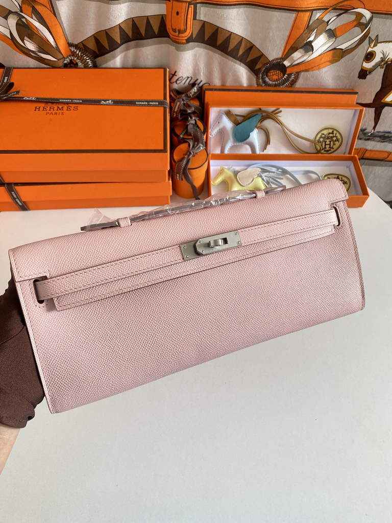 Hermès Kelly Cut Clutch 31cm Epsom Leather Light Pink Silver