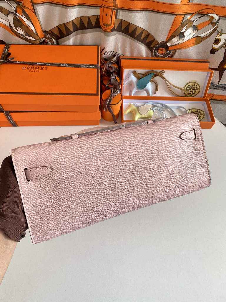 Hermès Kelly Cut Clutch 31cm Epsom Leather Light Pink Silver