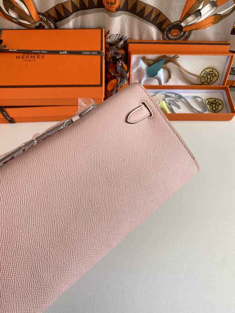 Hermès Kelly Cut Clutch 31cm Epsom Leather Light Pink Silver