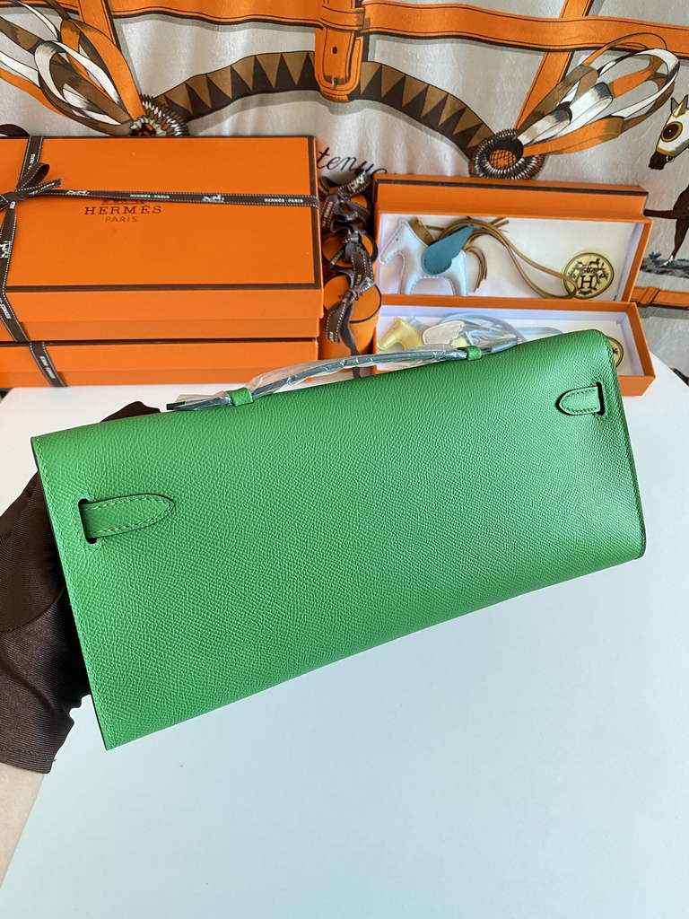Hermès Kelly Cut Clutch 31cm Epsom Leather Gold Green