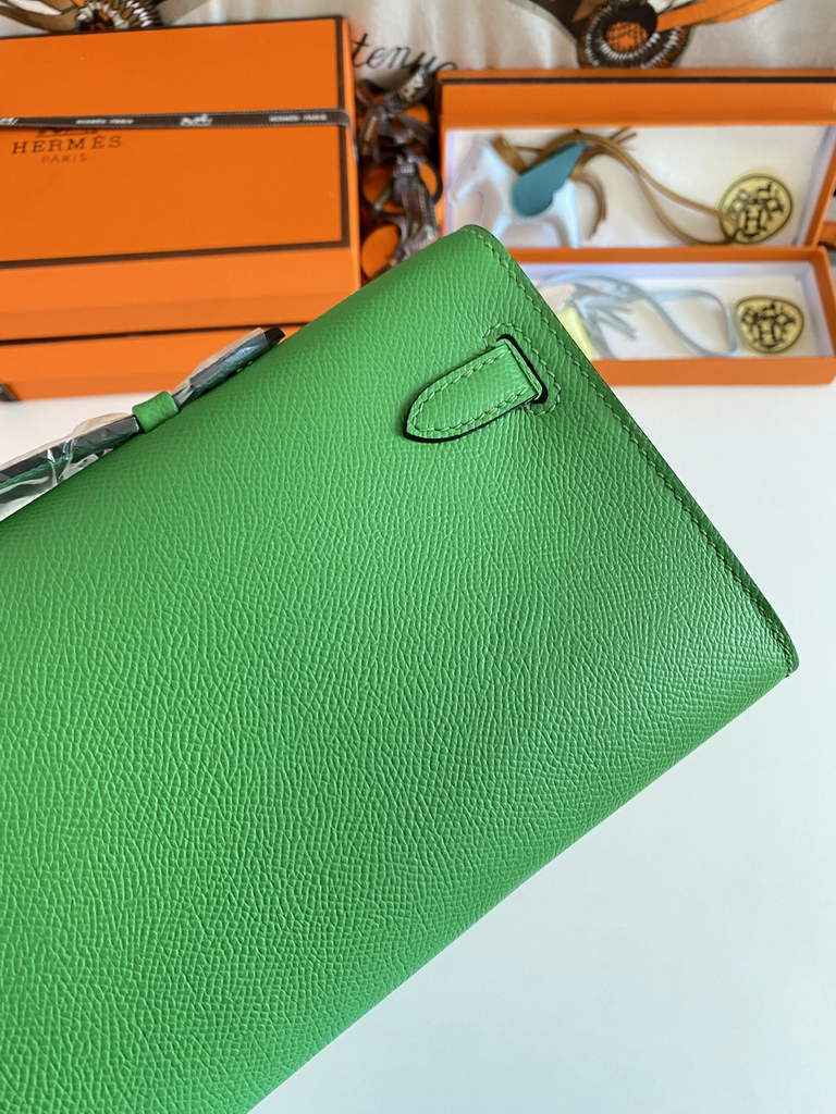 Hermès Kelly Cut Clutch 31cm Epsom Leather Gold Green