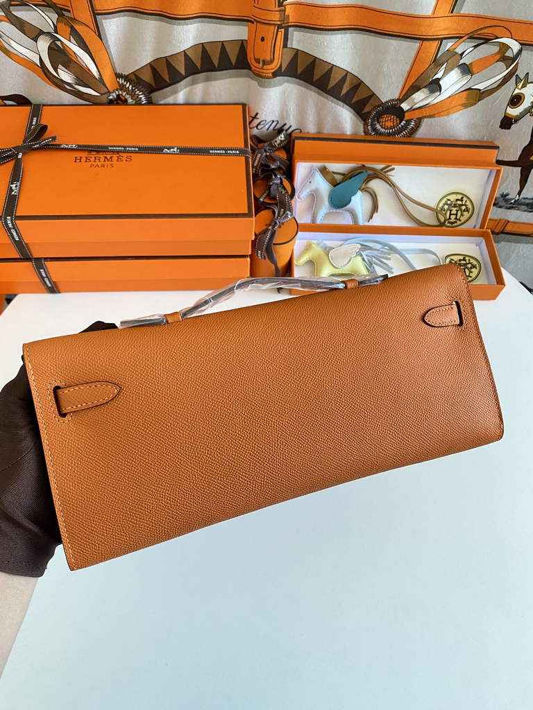 Hermès Kelly Cut Clutch 31cm Epsom Leather Orange Gold