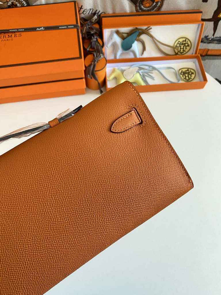 Hermès Kelly Cut Clutch 31cm Epsom Leather Orange Gold