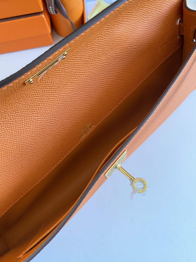 Hermès Kelly Cut Clutch 31cm Epsom Leather Orange Gold