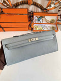 Hermès Kelly Cut Clutch 31cm Epsom Leather Gray Silver