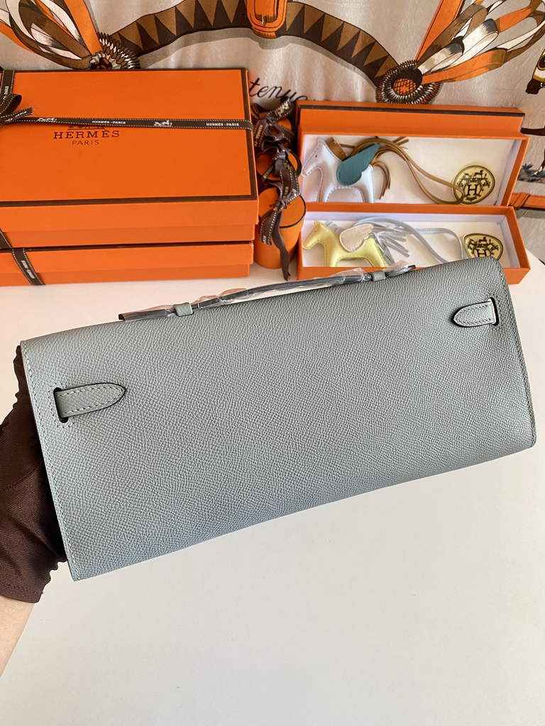 Hermès Kelly Cut Clutch 31cm Epsom Leather Gray Silver