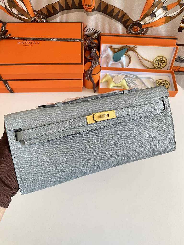 Hermès Kelly Cut Clutch 31cm Epsom Leather Gray Gold