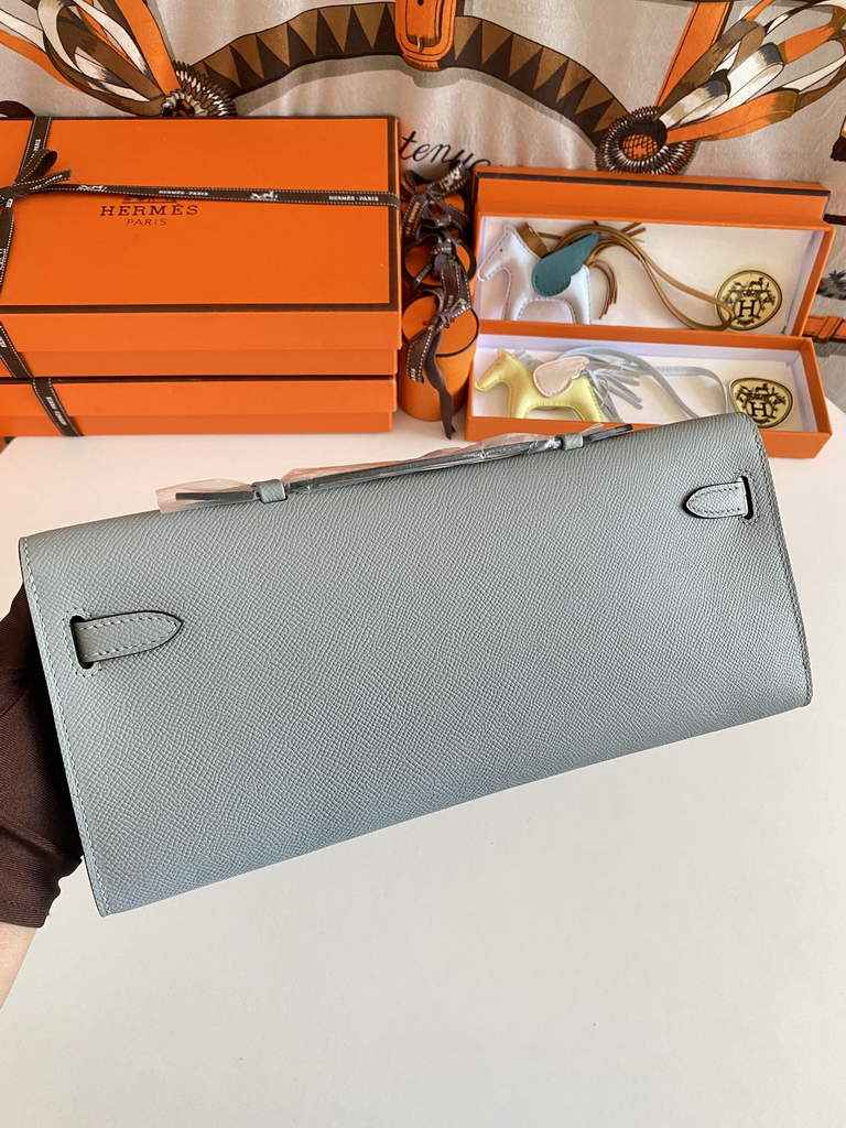 Hermès Kelly Cut Clutch 31cm Epsom Leather Gray Gold