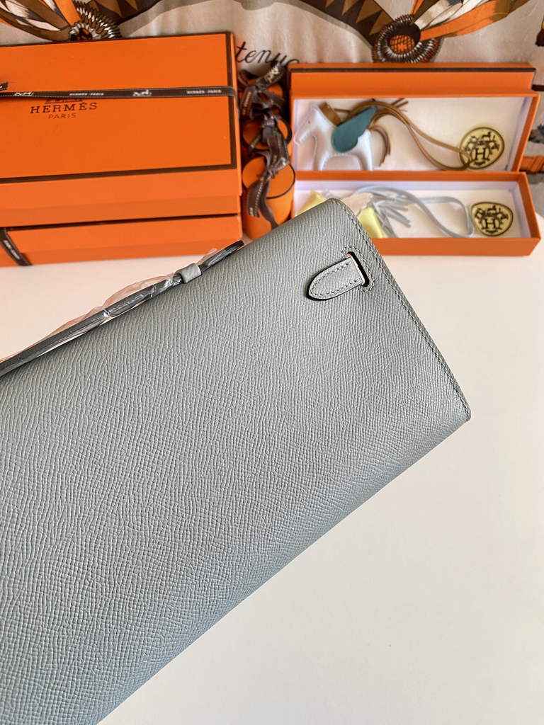 Hermès Kelly Cut Clutch 31cm Epsom Leather Gray Gold