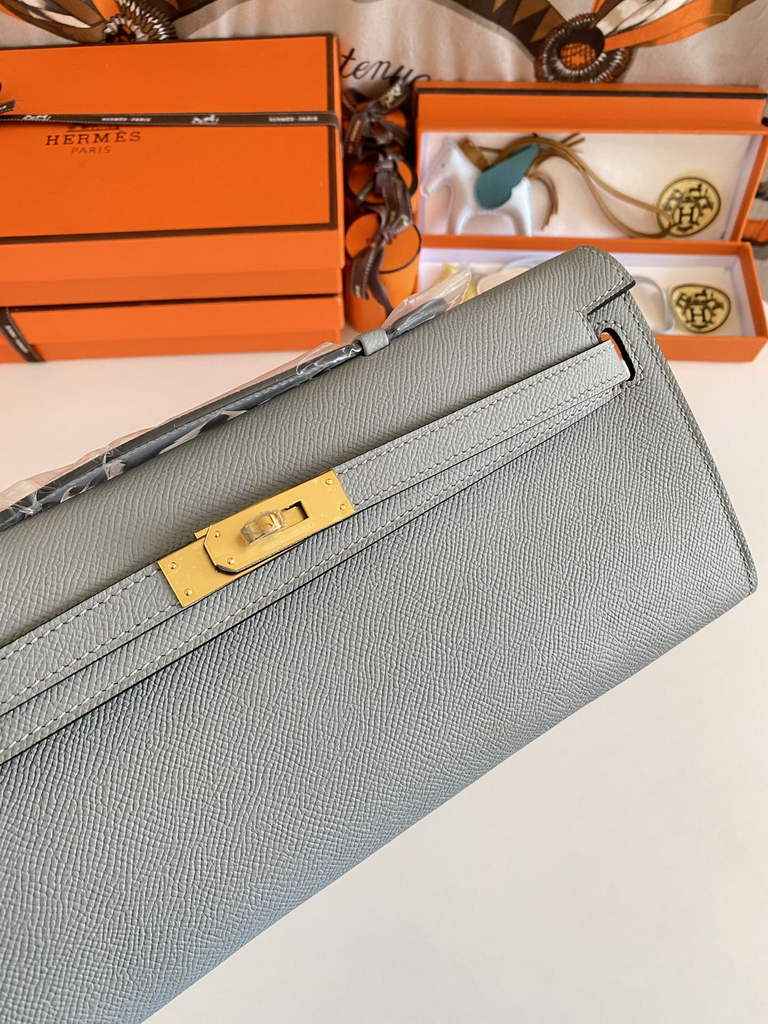 Hermès Kelly Cut Clutch 31cm Epsom Leather Gray Gold