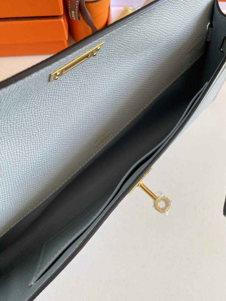 Hermès Kelly Cut Clutch 31cm Epsom Leather Gray Gold