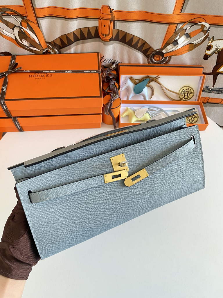 Hermès Kelly Cut Clutch 31cm Epsom Leather Gray Gold