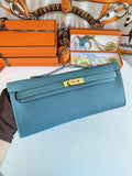 Hermès Kelly Cut Clutch 31cm Epsom Leather Blue Gold