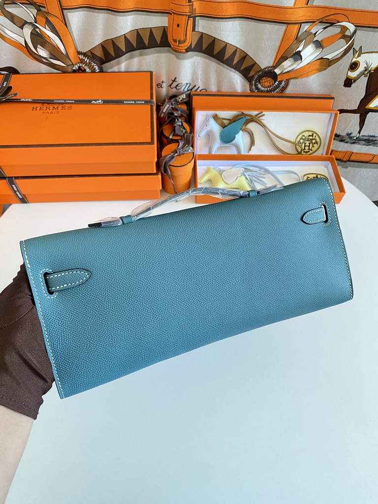 Hermès Kelly Cut Clutch 31cm Epsom Leather Blue Gold