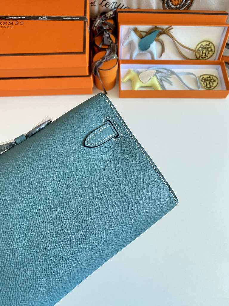 Hermès Kelly Cut Clutch 31cm Epsom Leather Blue Gold