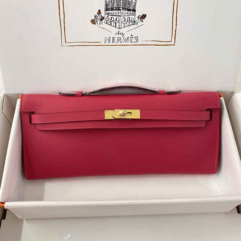 Hermès Kelly Cut Clutch 31cm Epsom Leather Plum Gold