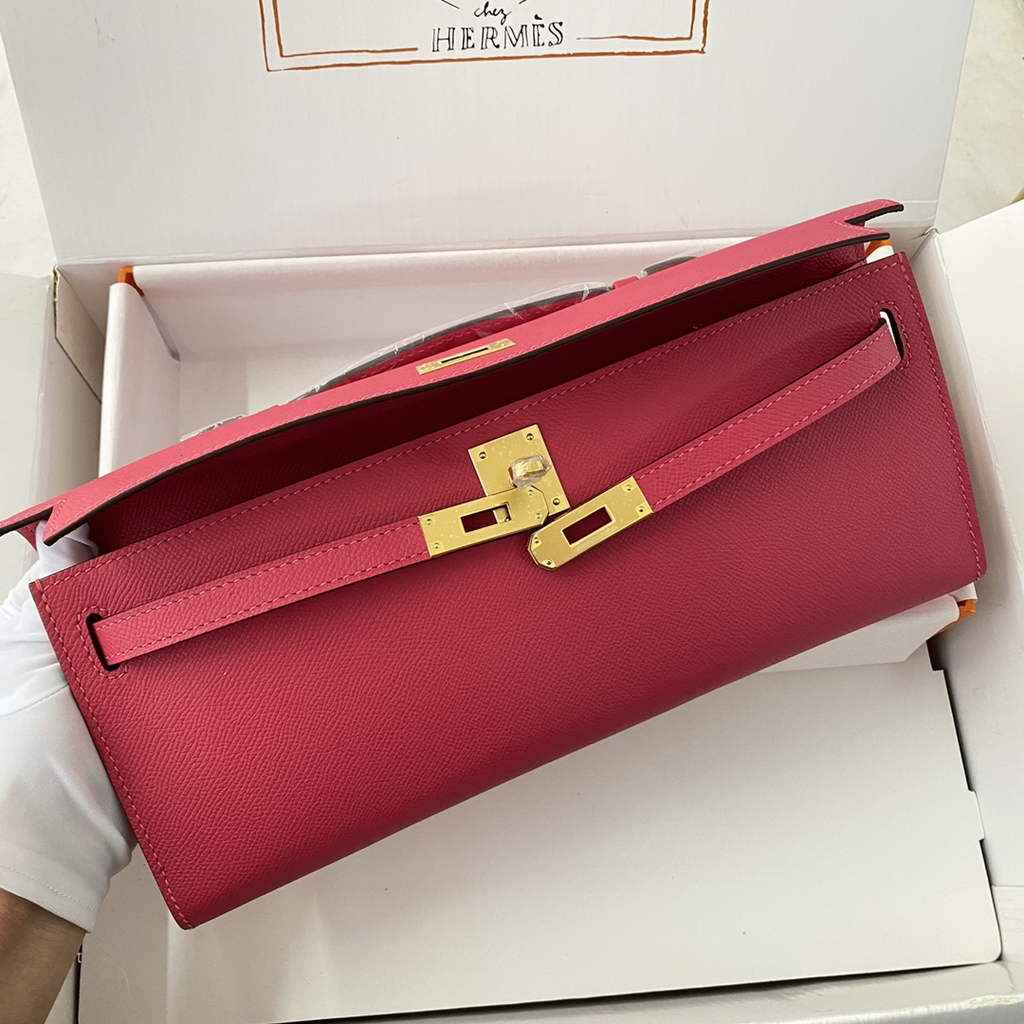 Hermès Kelly Cut Clutch 31cm Epsom Leather Plum Gold