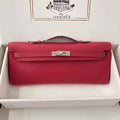Hermès Kelly Cut Clutch 31cm Epsom Leather Plum Silver