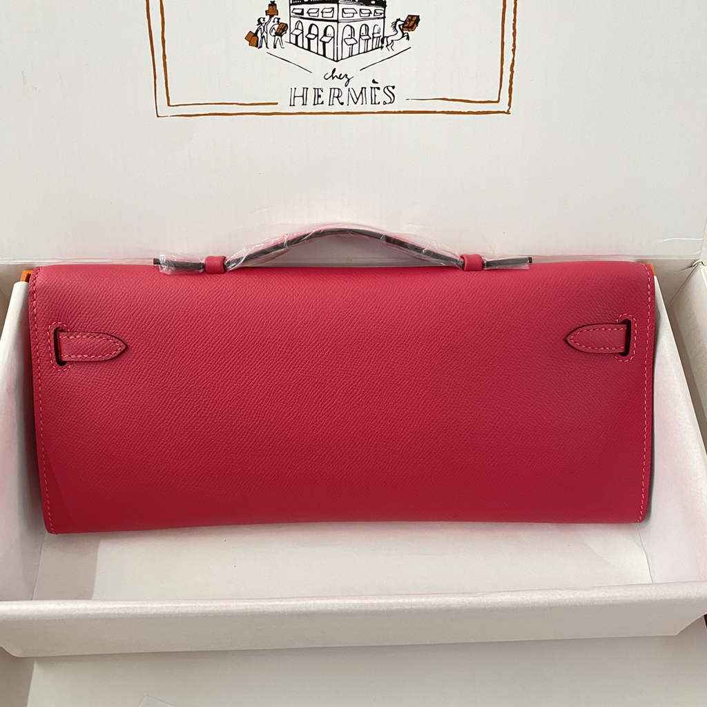 Hermès Kelly Cut Clutch 31cm Epsom Leather Plum Silver