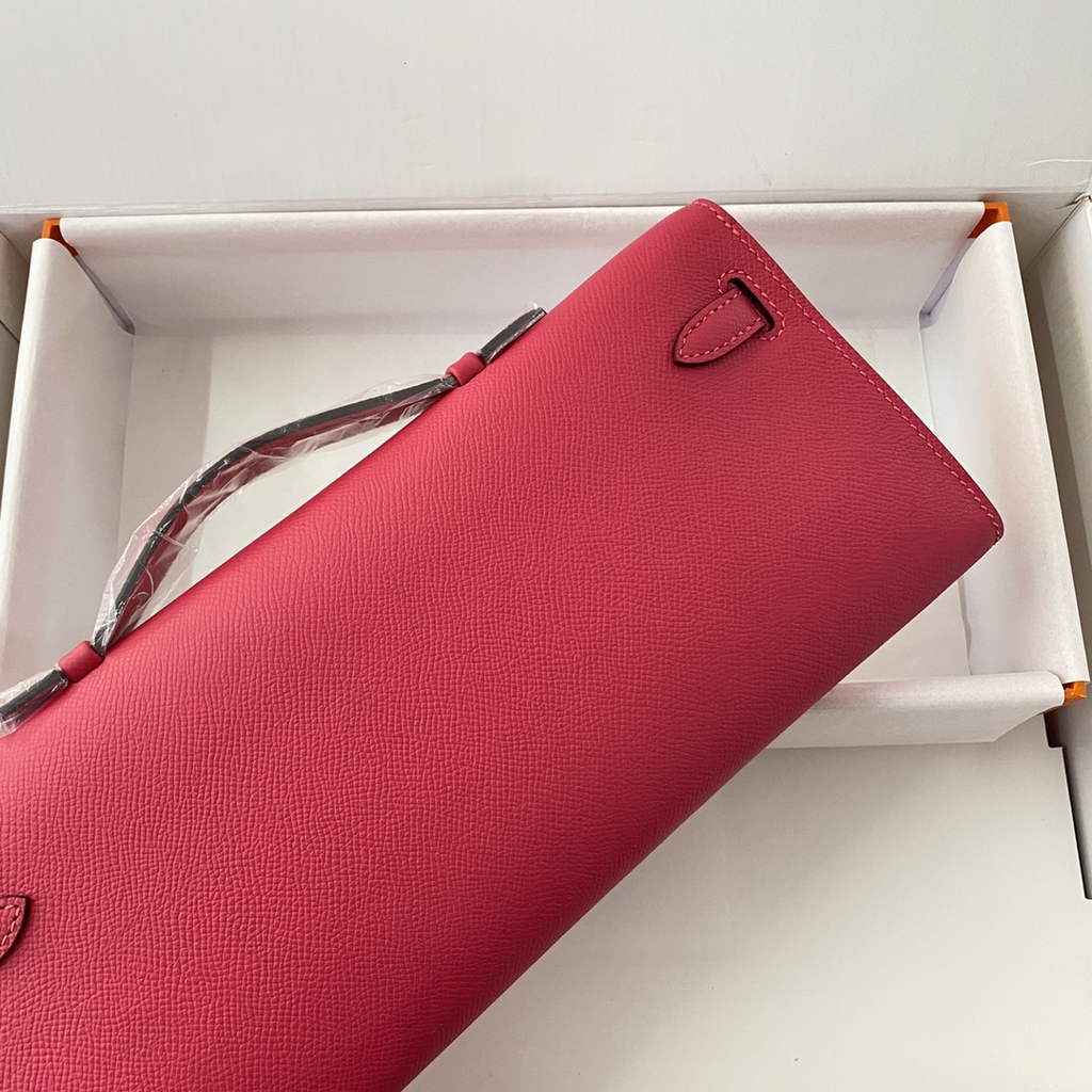 Hermès Kelly Cut Clutch 31cm Epsom Leather Plum Silver