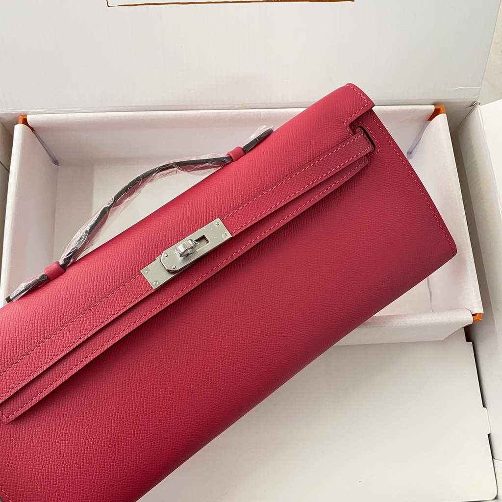 Hermès Kelly Cut Clutch 31cm Epsom Leather Plum Silver