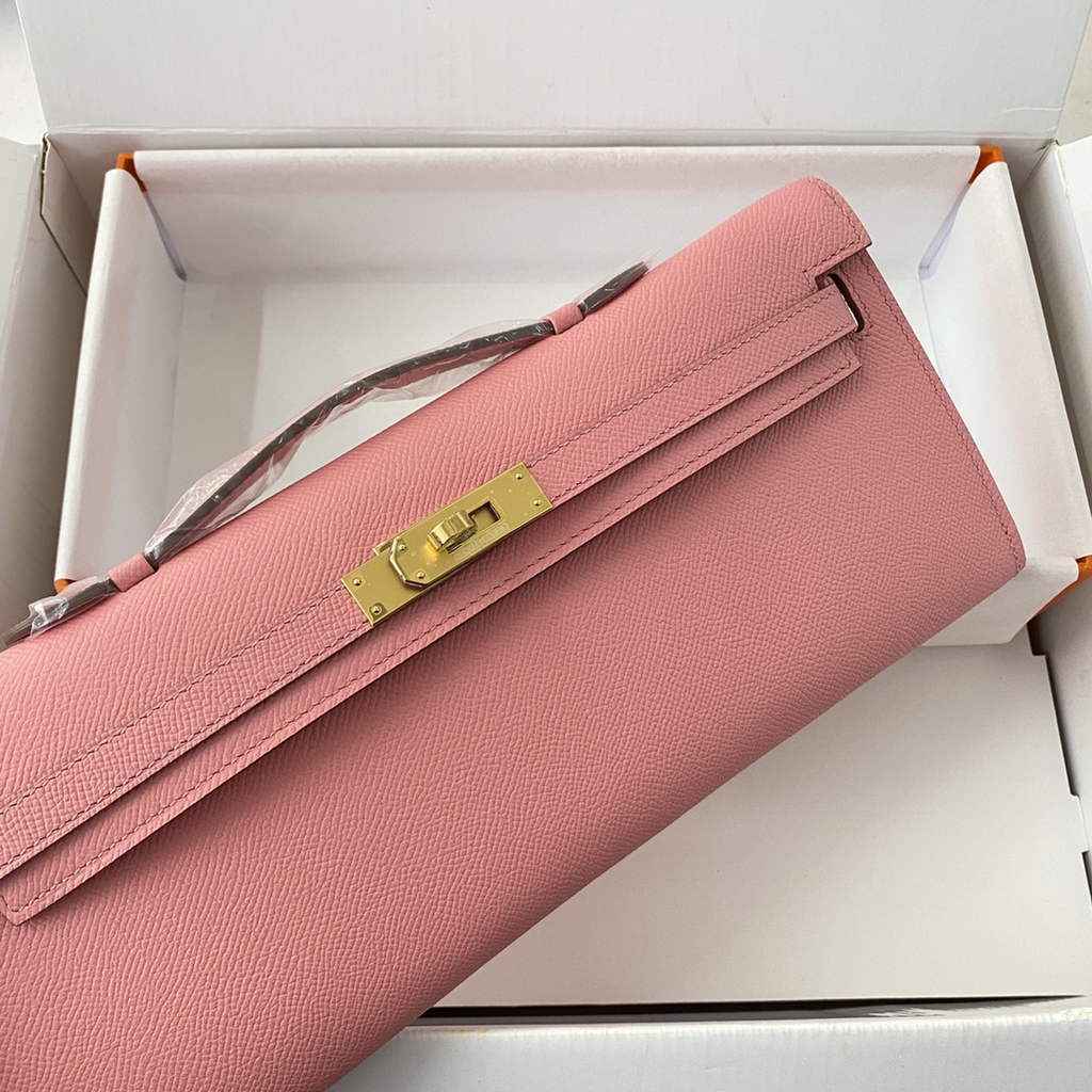 Hermès Kelly Cut Clutch 31cm Epsom Leather Pink Gold
