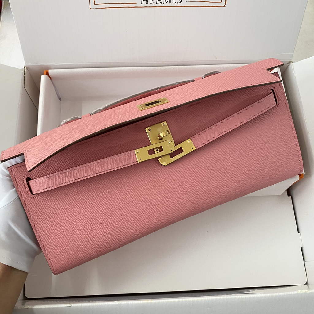 Hermès Kelly Cut Clutch 31cm Epsom Leather Pink Gold