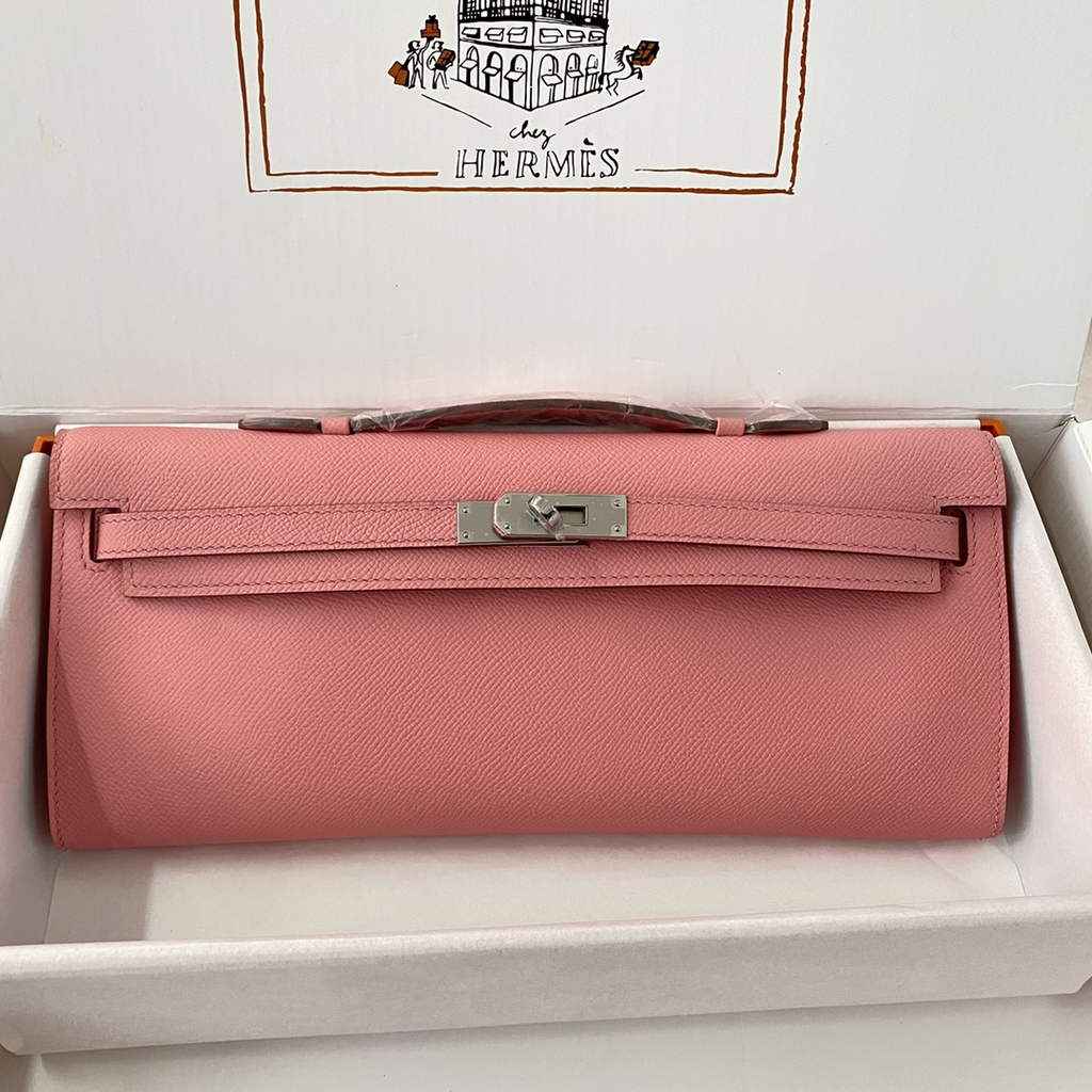 Hermès Kelly Cut Clutch 31cm Epsom Leather Pink Silver