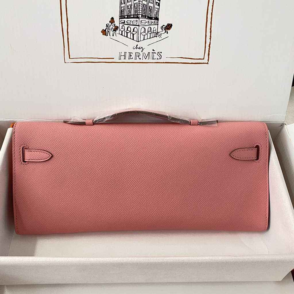 Hermès Kelly Cut Clutch 31cm Epsom Leather Pink Silver