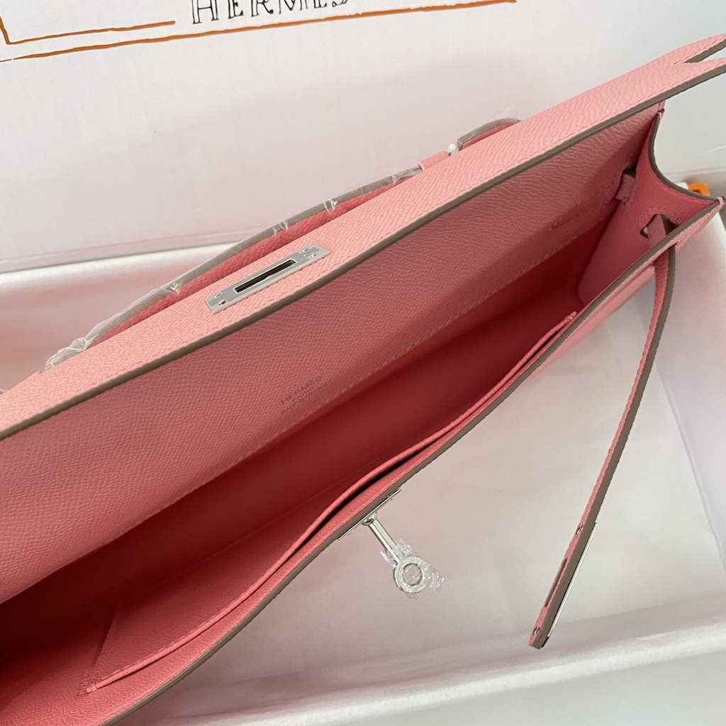 Hermès Kelly Cut Clutch 31cm Epsom Leather Pink Silver