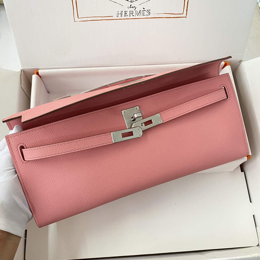 Hermès Kelly Cut Clutch 31cm Epsom Leather Pink Silver