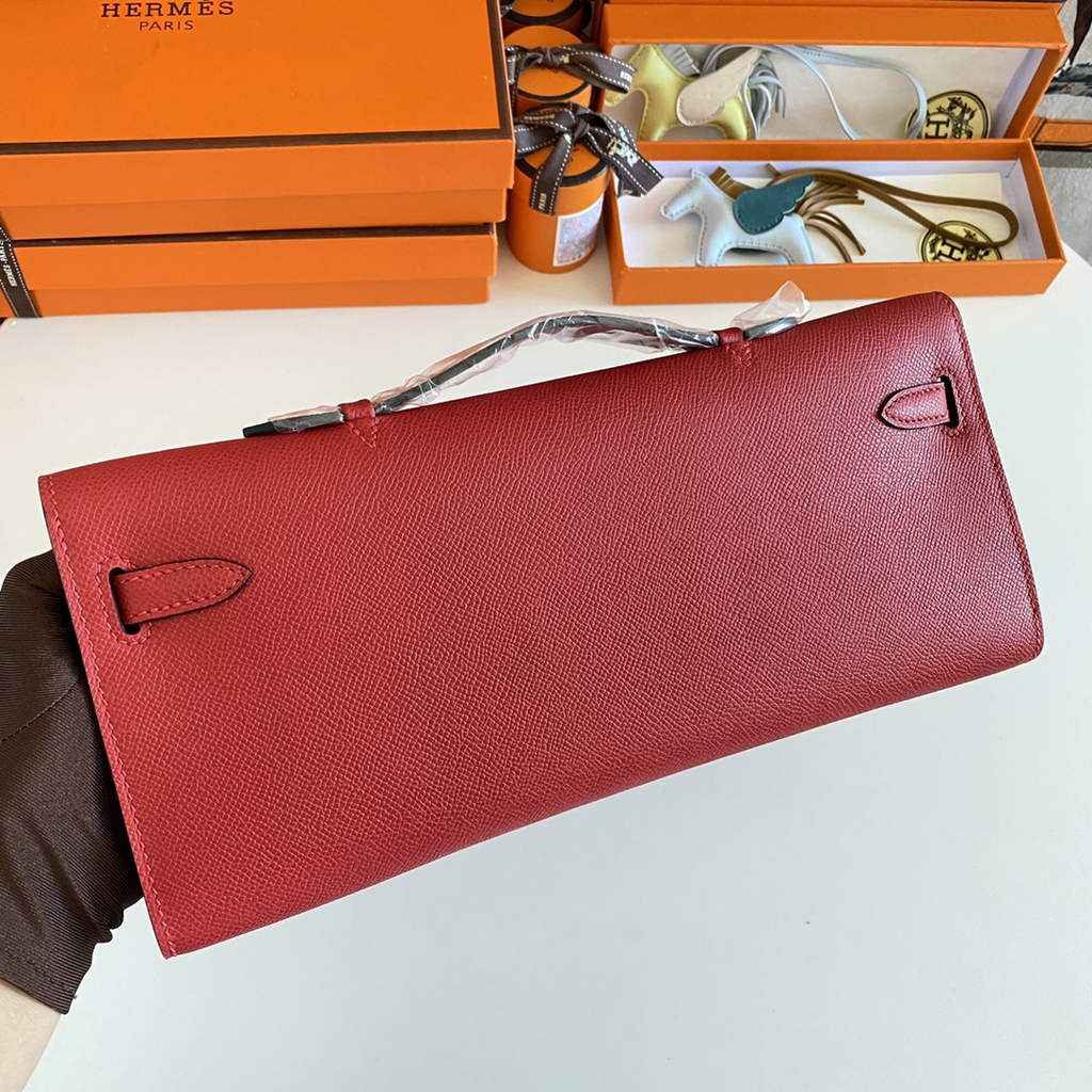 Hermès Kelly Cut Clutch 31cm Epsom Leather Red Gold